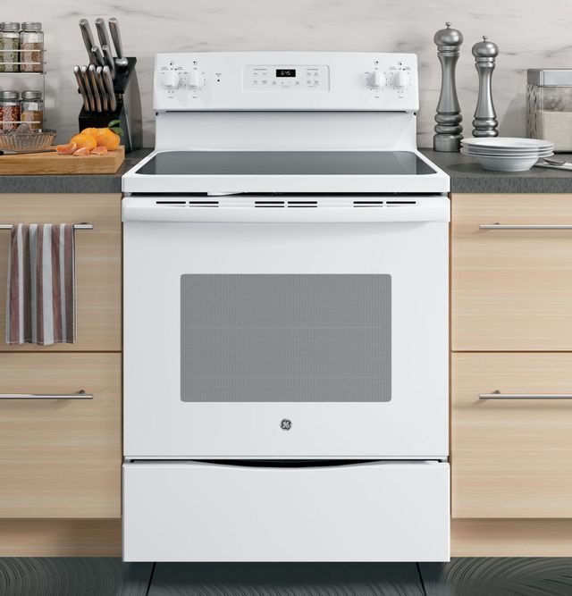 GE® 30" Free Standing Electric Range-Stainless Steel with 5.3 cu. ft. 3