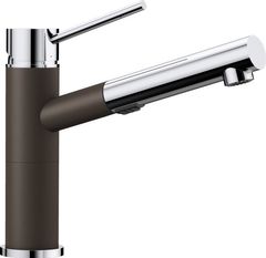 Blanco® Alta Chrome/Cafe Brown Dual Finish Compact™ 1.8 GPM Single Hole Dual Spray Pull Out Kitchen Faucet