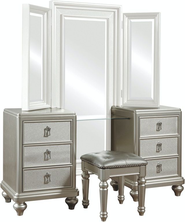 Samuel Lawrence Furniture Diva Platinum Vanity Dresser with Stool-1