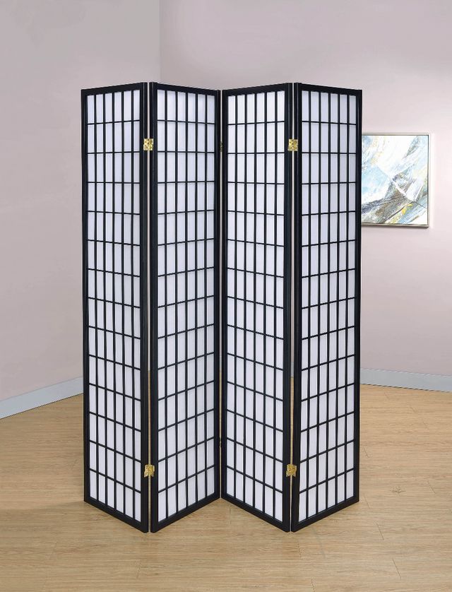 Coaster® Roberto Black/White 4-Panel Folding Screen-1
