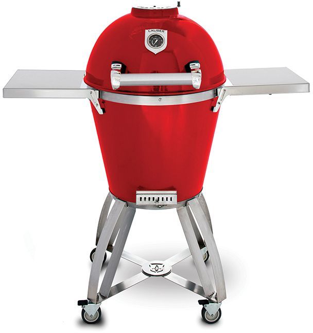 Caliber™ 22" Powdercoated Red with Stainless Steel Handle Pro Kamado™Charcoal Grill and Smoker 1