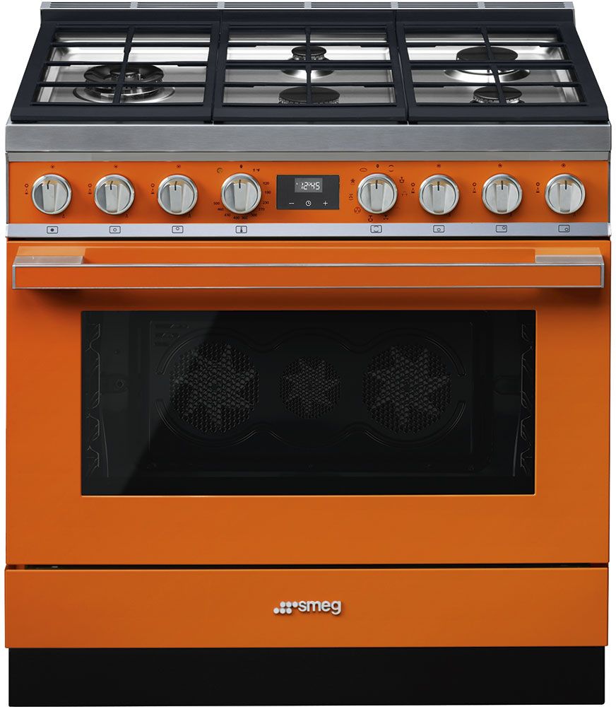 Smeg 36" Portofino Orange Pro-Style Dual Fuel Range