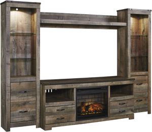 Signature Design by Ashley® Trinell Brown 4 Piece Entertainment Center with Fire Place Insert
