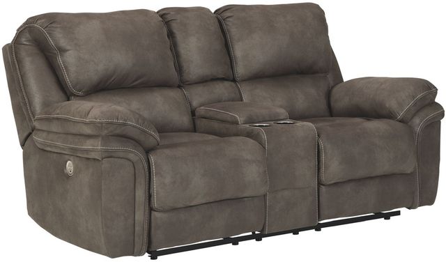 Benchcraft® Trementon Graphite Power Reclining Loveseat with Console