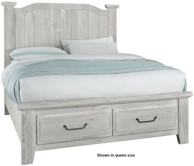 Vaughan-Bassett Sawmill Alabaster Two Tone Queen Arch Storage Bed