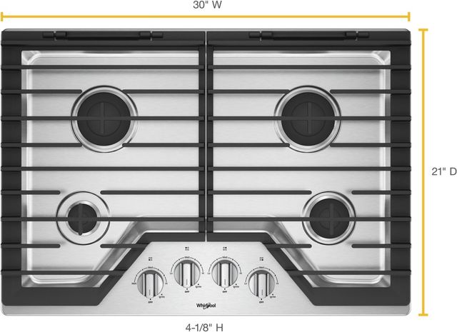 Whirlpool® 30" Stainless Steel Gas Cooktop 6