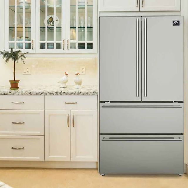 FORNO® Alta Qualita 19.2 Cu. Ft. Stainless Steel Freestanding French Door Refrigerator 9