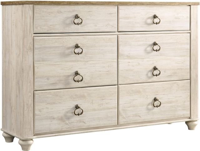 Signature Design by Ashley® Willowton Whitewash Youth Dresser and Mirror 1