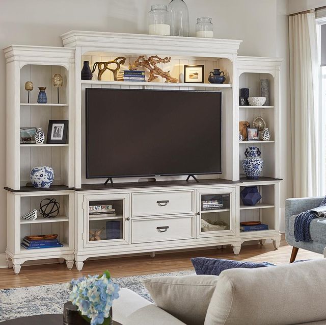 Liberty Furniture Allyson Park Charcoal/Wirebrushed White Entertainment Center with Piers-1