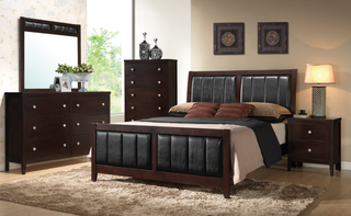 Coaster® Carlton 5-Piece Black/Cappuccino Full Upholstered Bedroom Set 