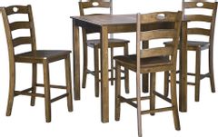 Signature Design by Ashley® Hazelteen Medium Brown 5-Piece Counter Height Dining Table Set