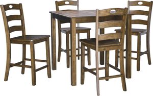 Signature Design by Ashley® Hazelteen 5-Piece Medium Brown Counter Height Dining Table Set