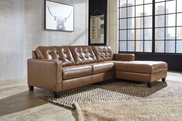 brown leather modern l-shaped sectional
