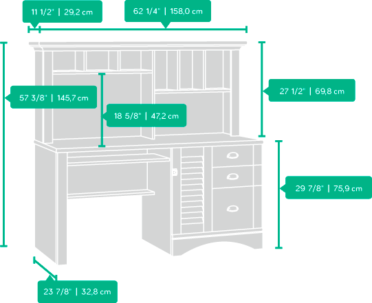 Harbor View Computer Desk with Hutch Cherry - Sauder