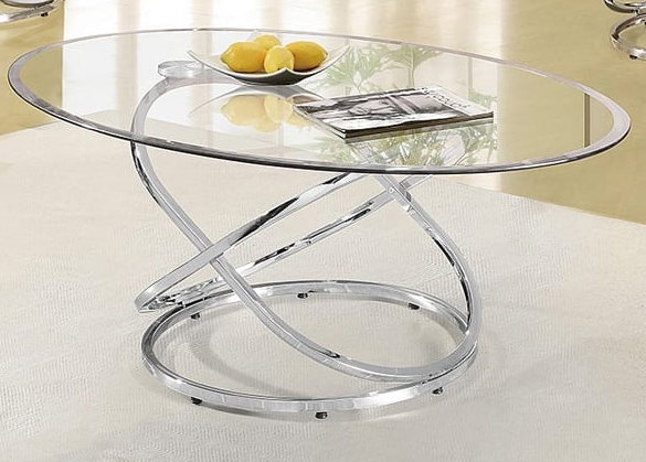 glass and chrome oval coffee table