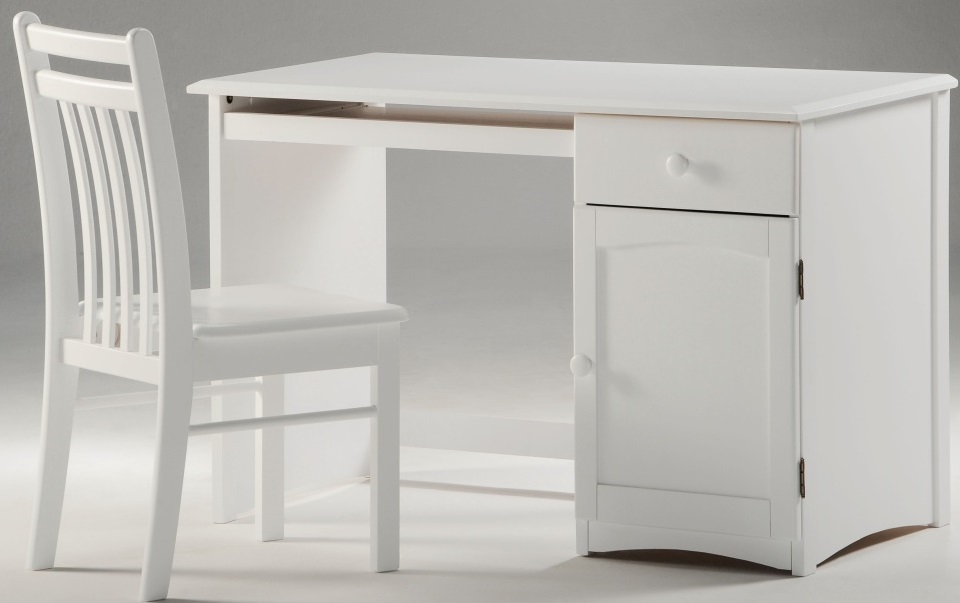 white student desk with chair