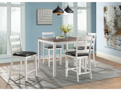 Elements International Martin 3-Piece Dark Brown/White Dining Table and Chairs Set