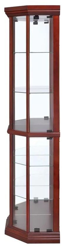 Coaster® Appledale Medium Brown 6-Shelf Corner Curio Cabinet-1