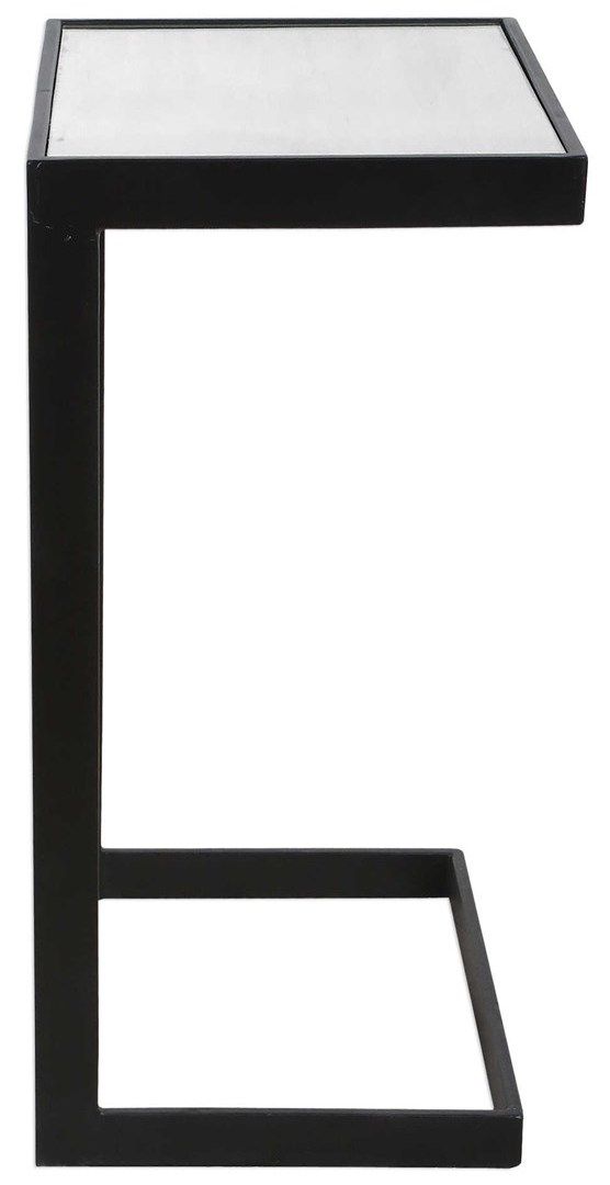 Uttermost® Windell Aged Black End Table with Mirrored Top-1