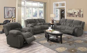 Coaster® Weissman 3-Piece Charcoal Reclining Living Room Set