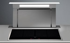 Falmec Design Collection 48" Scotch Brite Stainless Steel with White Glass Downdraft Range Hood