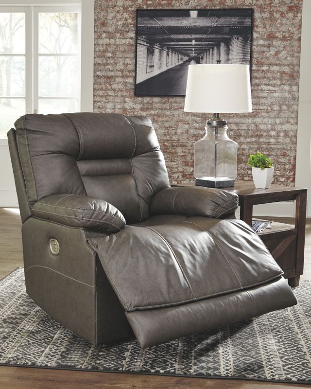 Signature Design by Ashley® Wurstrow Smoke Power Recliner with Adjustable Headrest 2