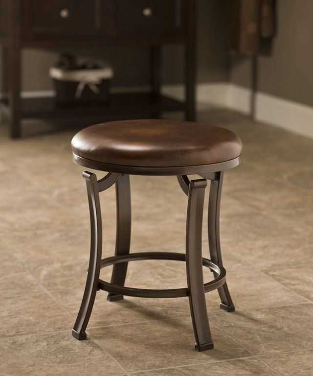 Hillsdale Furniture Hastings Antique Bronze/Brown Vanity Stool-3