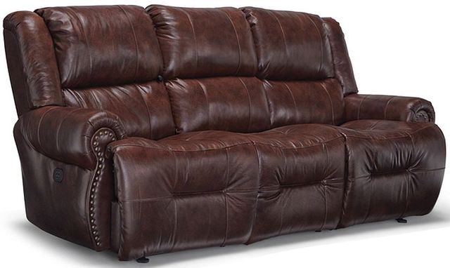 Best® Home Furnishings Genet Leather Power Tilt Headrest Space Saver® Sofa with Tray
