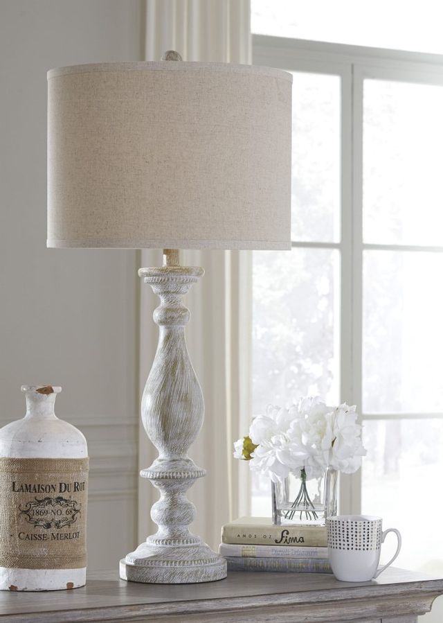 Signature Design by Ashley® Bernadate 2-Piece Whitewash Poly Table Lamp Set-3
