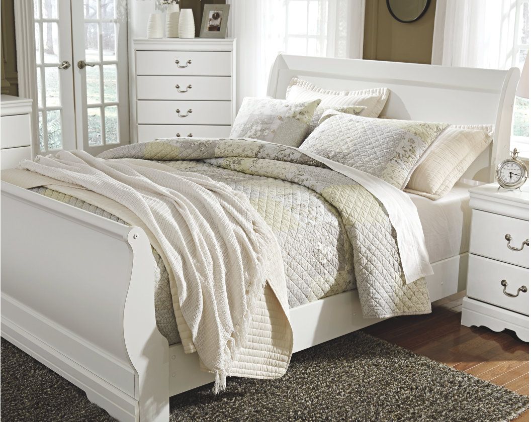 Ashley furniture deals white sleigh bed