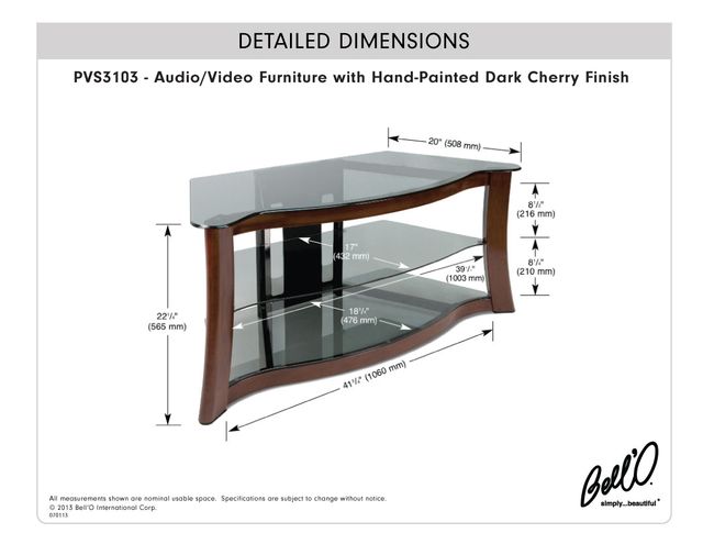 Bell'O® Hand-Painted Dark Cherry Audio/Video Furniture System 3
