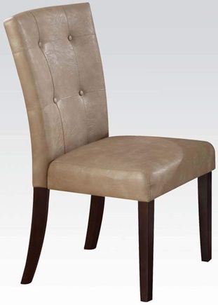 ACME Furniture Britney Collection Walnut Side Chair with Cream Upholstery
