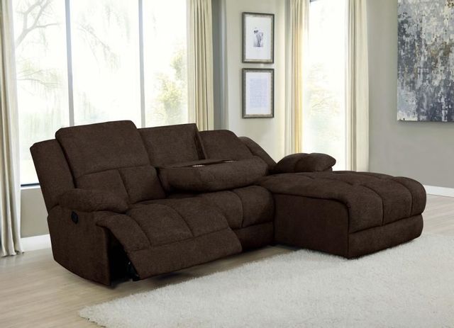 Coaster® 3-Piece Brown Reclining Sectional with Chaise 1