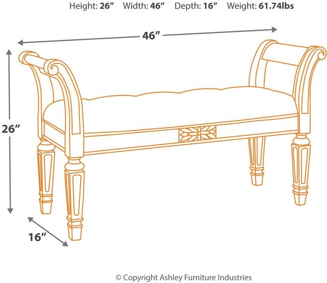 Signature Design by Ashley® Realyn Antique White Accent Bench 5