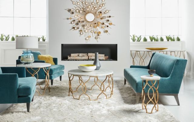 Hooker® Furniture Melange Corrina Gold/White Leaf Martini Table-2