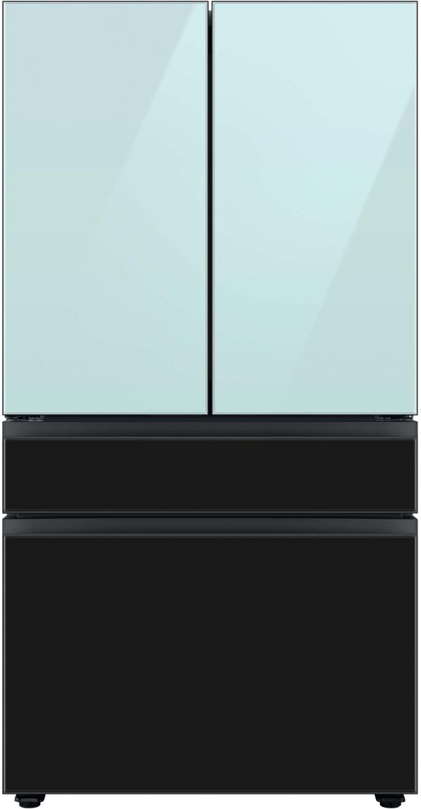 Bespoke Series 36 Inch Smart Freestanding Counter Depth 4 Door French Door Refrigerator with 22.9 Total Capacity with Morning Blue Glass Panels-1
