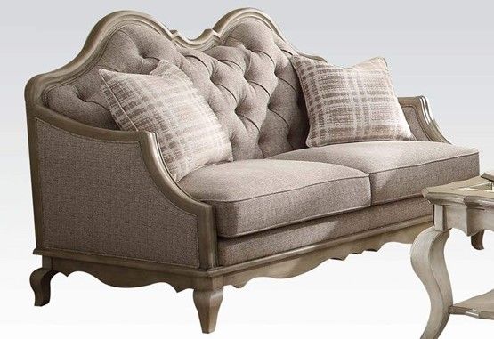 ACME Furniture Chelmsford Beige Fabric & Antique Taupe Loveseat