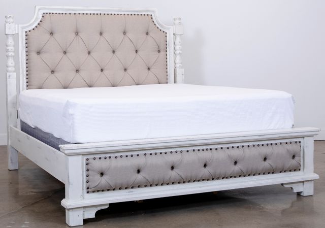 Vintage Furniture Charleston Nero White Upholstered King Panel Bed-0