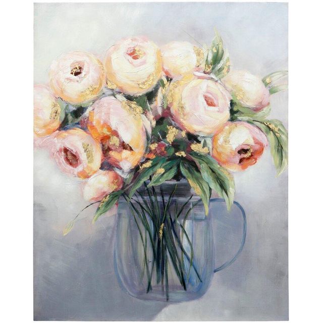 Style Craft Pink Peonies in a Pitcher Hand Painted Canvas-0