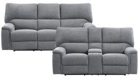 Mazin Furniture Dickinson 2 Piece Gray Manual Reclining Sofa/Loveseat Set