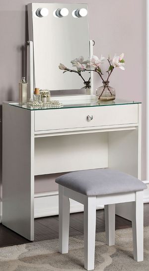 Furniture of America® Marcella White and Gray Vanity Set