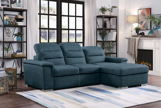 Homelegance Alfio Blue Pull-Out Bed And hidden Storage Sectional 4