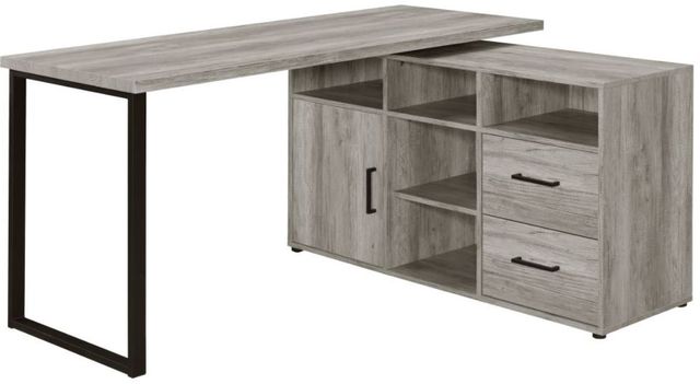 Coaster® Hertford Grey Driftwood L-Shape Office Desk with Storage