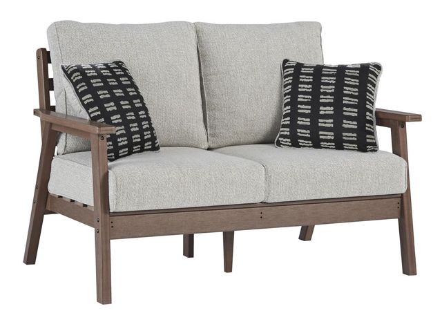 Signature Design by Ashley® Emmeline Brown Outdoor Loveseat with Cushion 0