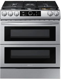 Samsung 30" Fingerprint Resistant Stainless Steel Front Control Slide-in Dual Fuel Range-NY63T8751SS