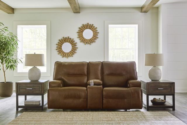 Signature Design by Ashley® Francesca Auburn Power Reclining Loveseat with Console 8