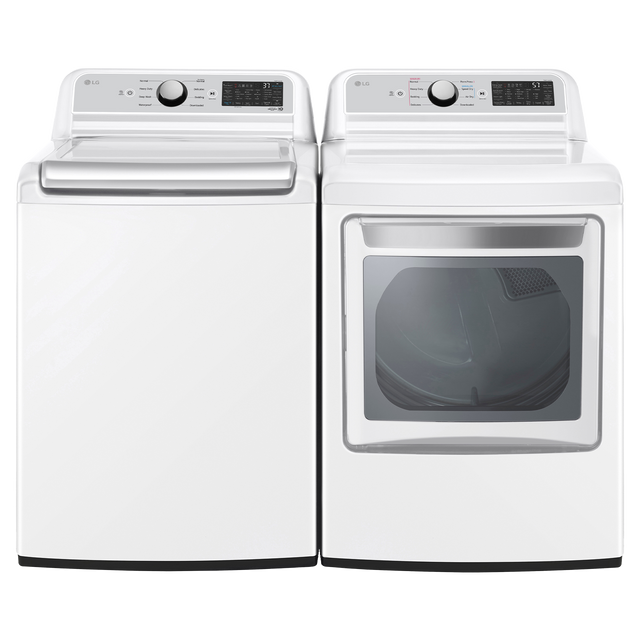 LG Smart 5.3 cu.ft. Top Load Washer and Electric Dryer pair with ThinQ Care