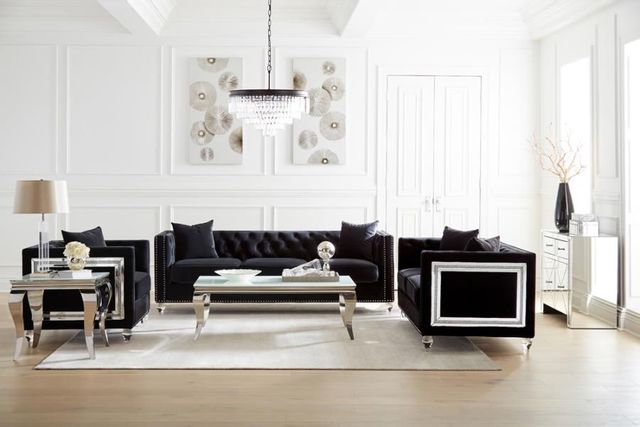 Coaster® Delilah 3-Piece Black Living Room Set-0