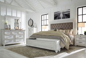 Benchcraft® Kanwyn Whitewash Upholstered Storage Queen Bedroom Group P40663674
