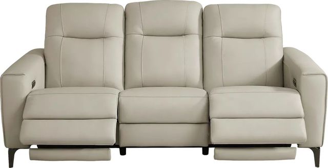 Parkside Heights Beige Leather Dual Power Reclining Sofa-1